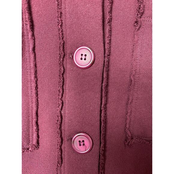 ANTHROPOLOGIE SHACKET S OVERSIZED SHIRT JACKET T.LA EAMON MAROON FLEECE PULLOVER - Picture 5 of 9